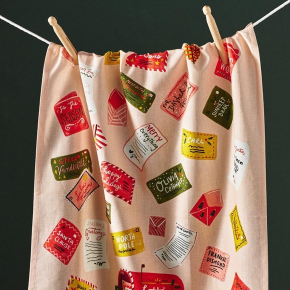 Anthropologie Letters to Santa Dish Towel Bundle - Set of Two Dish Towels - Picture 3 of 16
